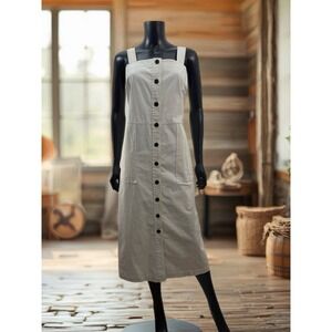Universal Thread Button Front Midi Dress Ivory XL Cotton Pockets‎ NWT